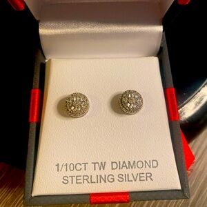 1/10th Diamond and Sterling Silver Earrings.